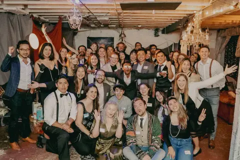 The Tribe community celebrating together at the launch party in San Francisco