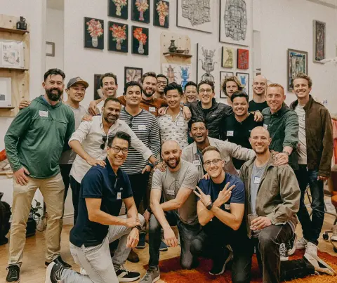 Rafat with the men at an SF men's fellowship night